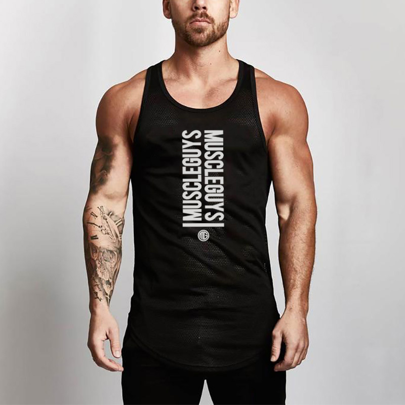 Wind Muscle Canotta fitness traspirante in rete da uomo Canotta sportiva con fondo ad arco T-shirt senza maniche in rete ad asciugatura rapida_voghion.com