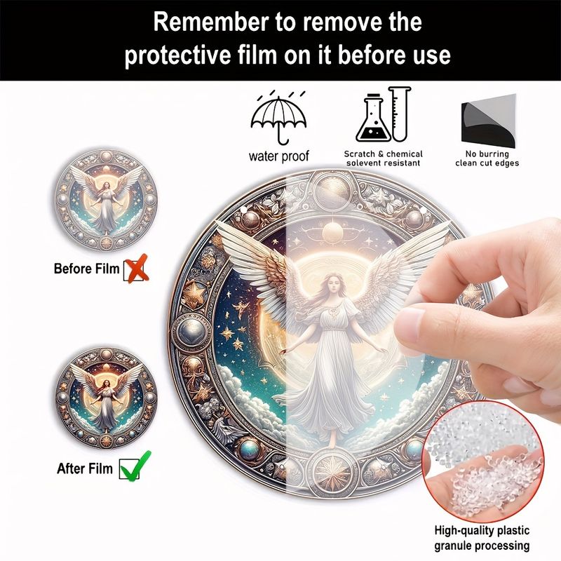 8in Holy Angel Suncatcher - Clear Acrylic Christian Decor For Wreaths, Windows & Doors - Elegant Holiday Gift_voghion.com