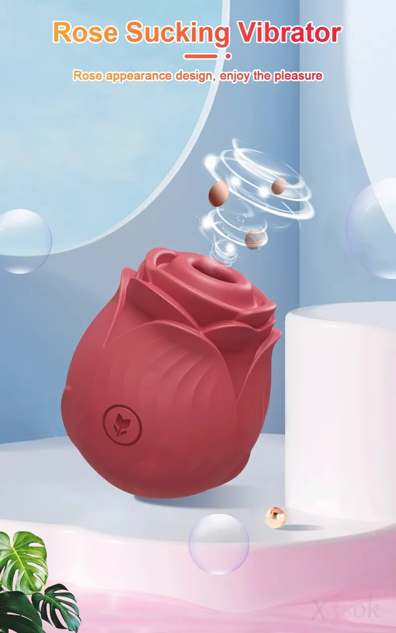 Vibromasseur à succion de rose pour femme, gode à poussée, succion de tétons, stimulateur de clitoris, œuf vibrant féminin, jouets sexuels pour adultes_voghion.com