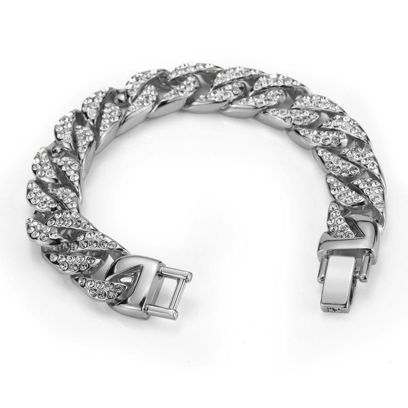 Hip Hop Men's Diamond-Encrusted Cuban Hiphop Cool Clubbing Nightclub Punk Gold Bracelet Jewelry_voghion.com