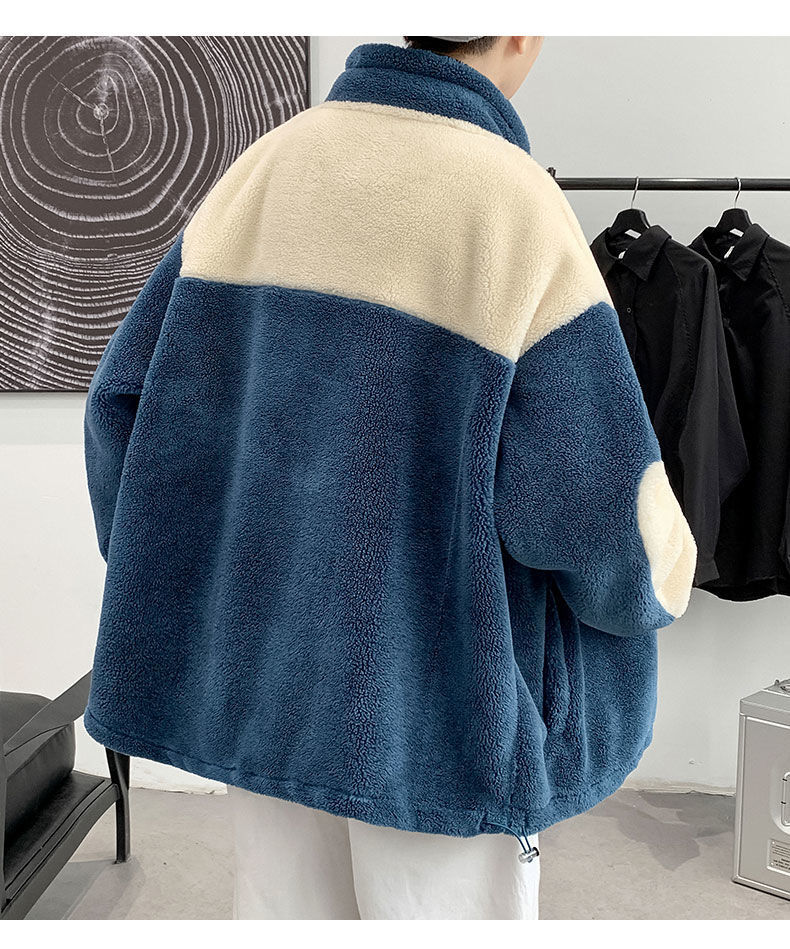 Classic lamb wool men's fashion oversized High street cotton jacket Autumn/Winter plush thickened_voghion.com