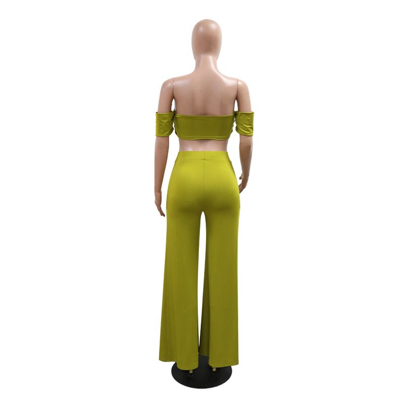 Γυναικεία ρούχα casual κοστούμι Tube Top Split Φαρδύ παντελόνι_voghion.com