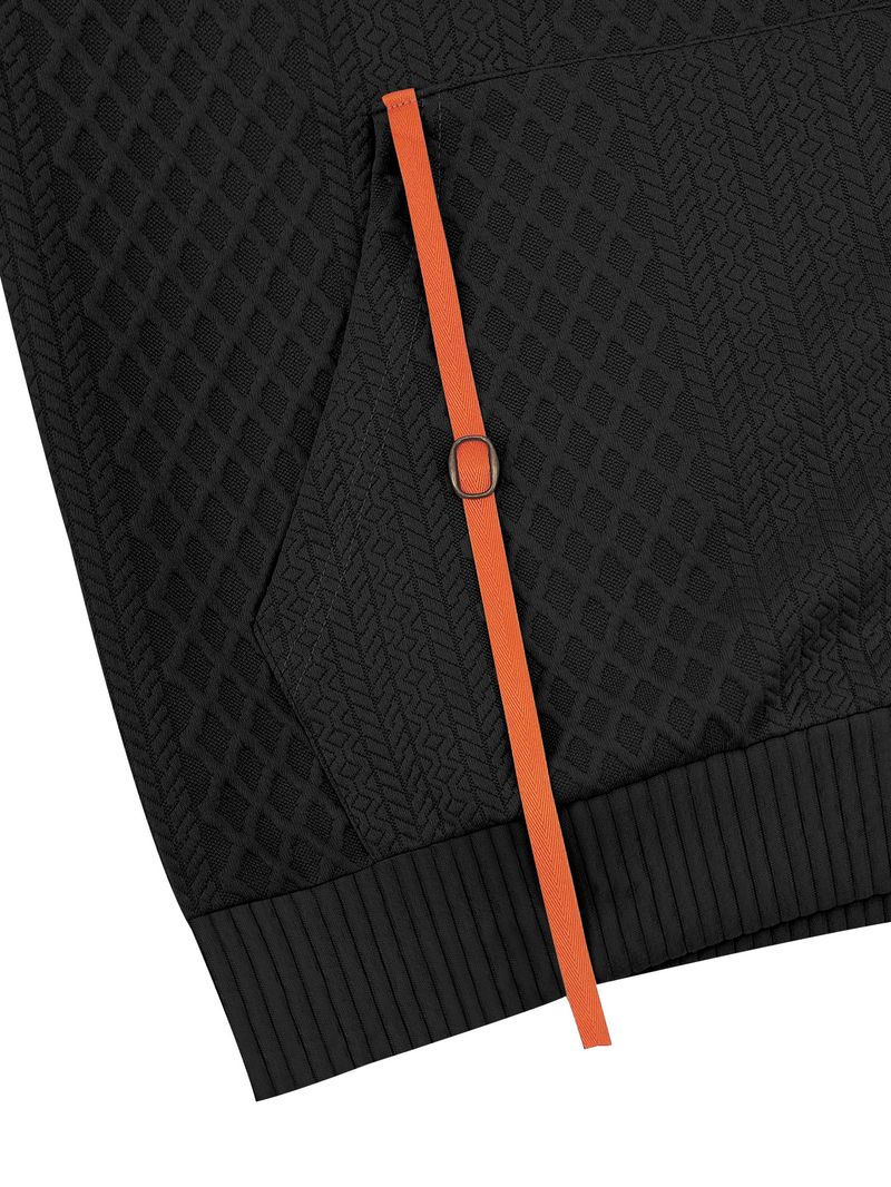 Herrenbekleidung – Kapuzenpullover mit Reißverschluss und Jacquard-Details – Streetwear-Pullover mit mehreren Taschen | Lässige Sportbekleidung in Weiß/Grau/Schwarz/Khaki/Armeegrün_voghion.com