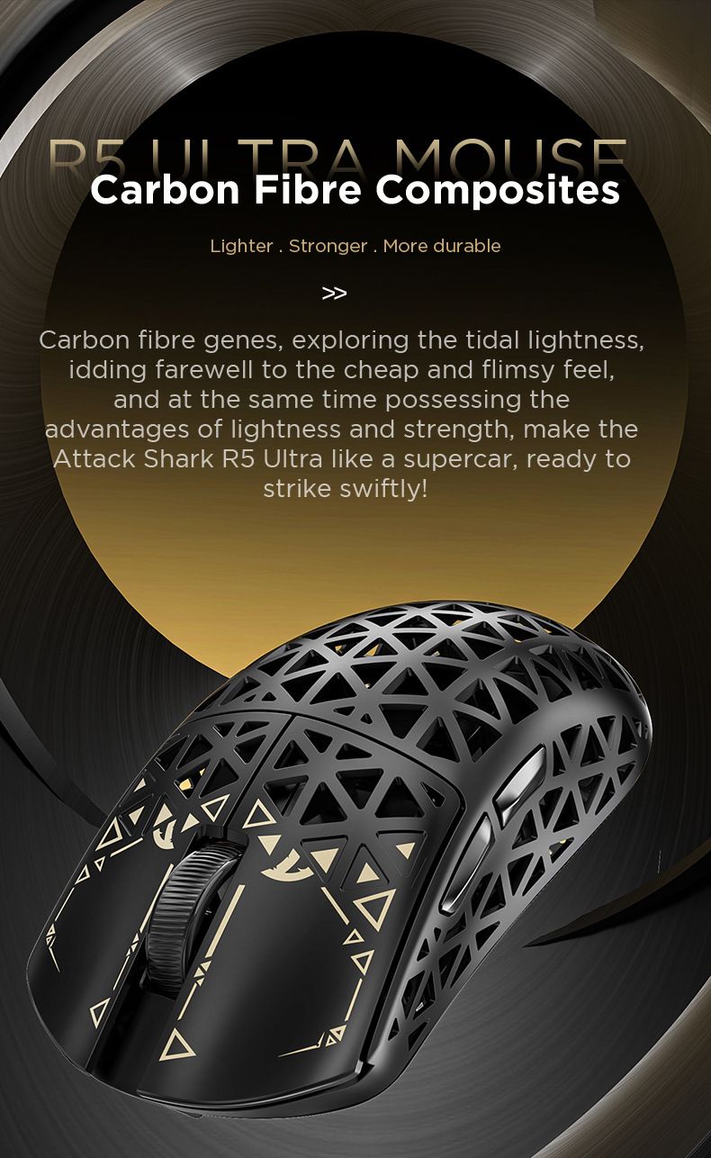 Ratón inalámbrico para juegos de fibra de carbono 8K, 42 g, ligero, PAW3950MAX, 42 000 DPI, ultraligero para esports FPS_voghion.com
