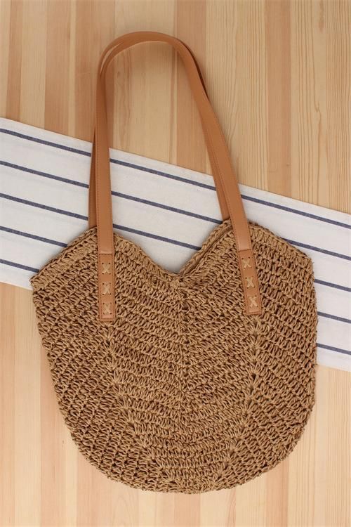Borsa in tessuto moda borsa a tracolla singola borsa da donna borsa in paglia corda di carta borsa da spiaggia vacanza zaino a tracolla_voghion.com