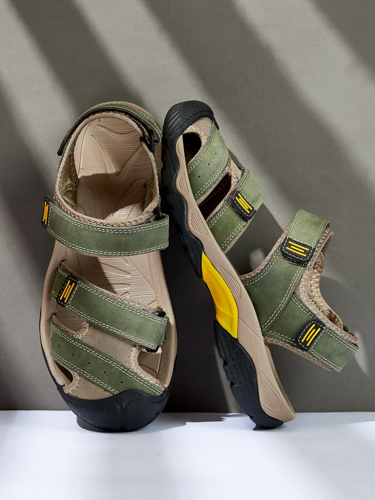 Summer New Genuine Leather Large Size 38-48 Fashion Slippers Men's Sandals Outdoor Beach Shoes_voghion.com