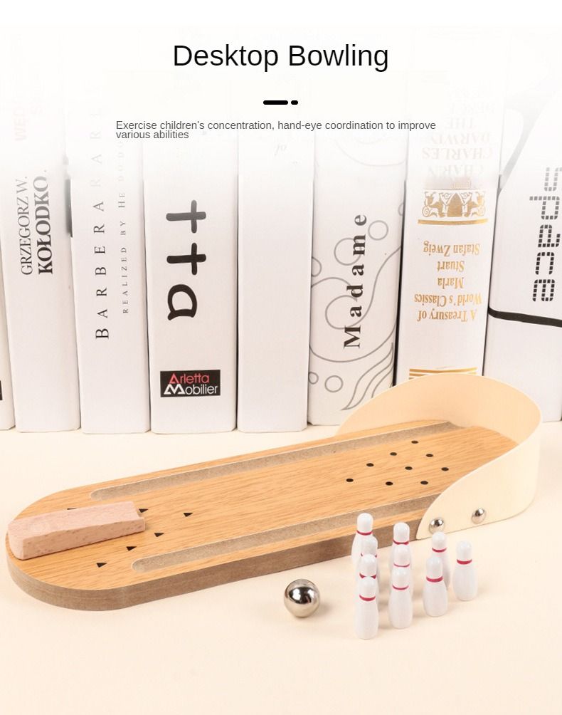 Holzbrettspiel für Kinder, Eltern-Kind-Interaktiver Ball, Casual Mini-Version, Desktop-Bowling-Puzzle, Dekompressionsspielzeug_voghion.com