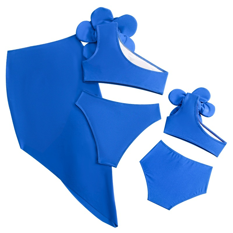 Maillot de bain familial Bikini trois robes maillot de bain mode tridimensionnel grande fleur maillot de bain familial_voghion.com