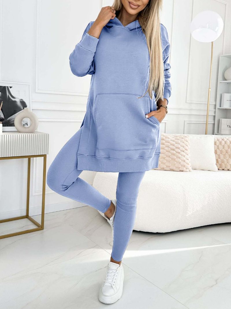 Dammekleeder Sport Fräizäit Kapuzen Sweatshirt verdickt Gefüttert Leggings zweedeeleg Kostüm_voghion.com