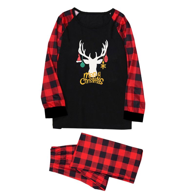 Abbigliamento natalizio per genitori e figli, abbigliamento natalizio a maniche lunghe, abbigliamento da casa per genitori e figli, set di abbigliamento per la casa con stampa a quadri e cuciture - Donna S-XL_voghion.com