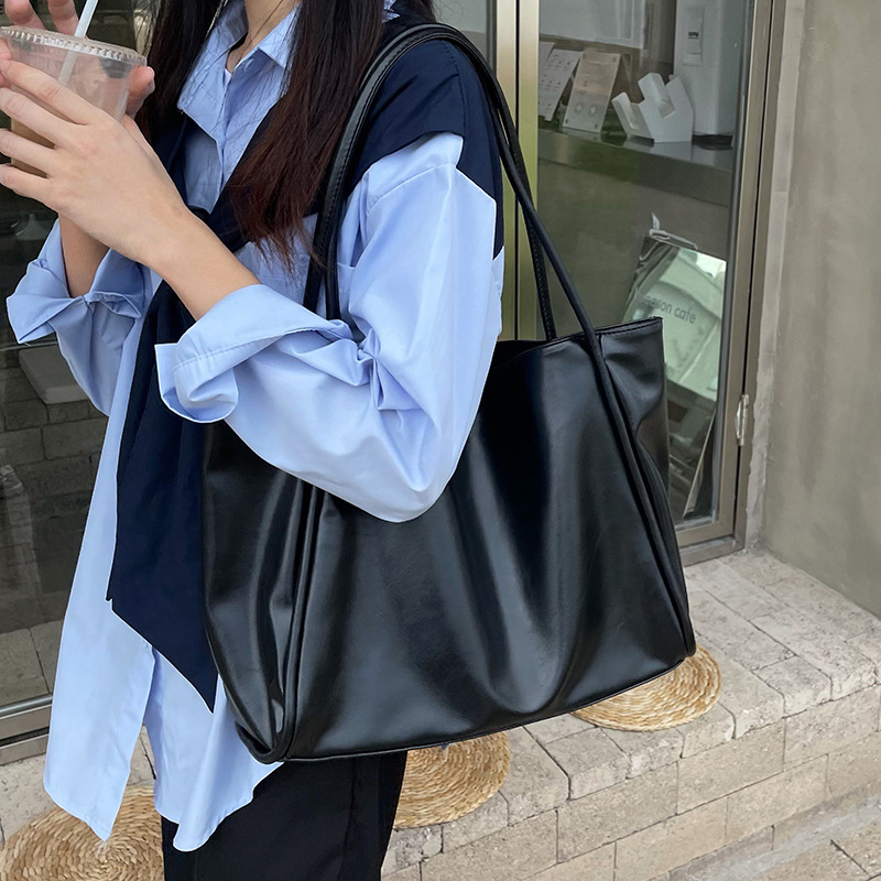 Neue große Umhängetasche im koreanischen Stil, einfaches Design, große Kapazität, für Mädchen und Frauen, lässige Einkaufstasche unter dem Arm_voghion.com