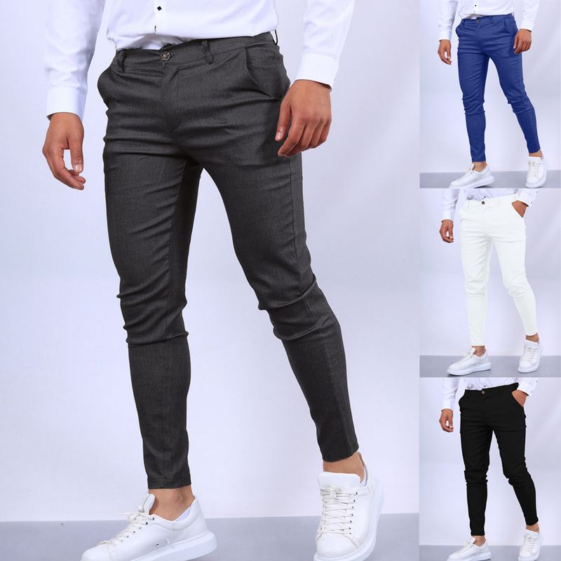 Solid Color Business Slim Men's Pants Banquet Attendance Daily Office Versatile Pants Four Seasons Comfortable_voghion.com