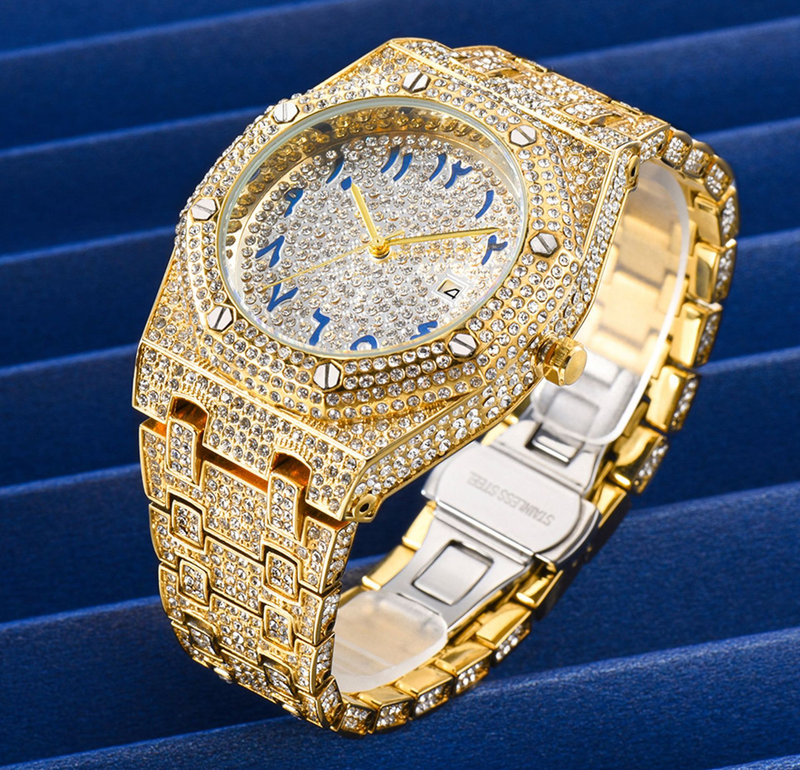 New light luxury hip-hop high-end full diamonds waterproof calendar men's watch_voghion.com