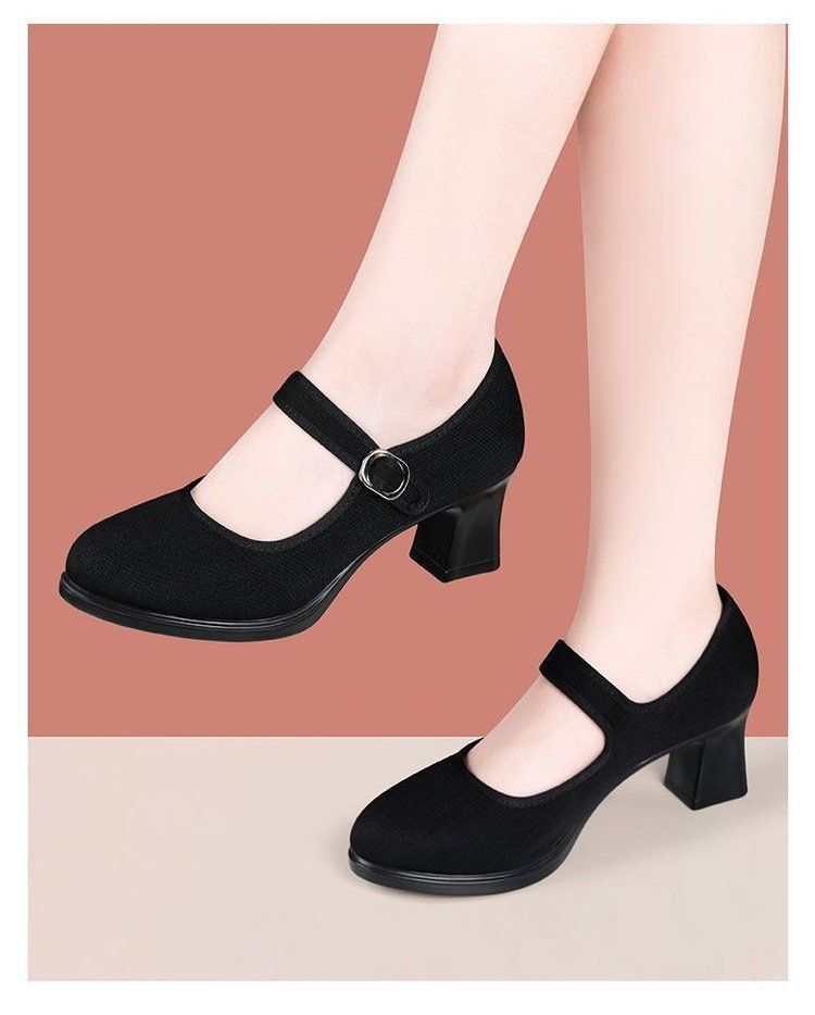 Cheongsam Soft-soled Cloth Shoes Model Non-slip Black Single Shoes Work Shoes High Heels Dancing Mother_voghion.com