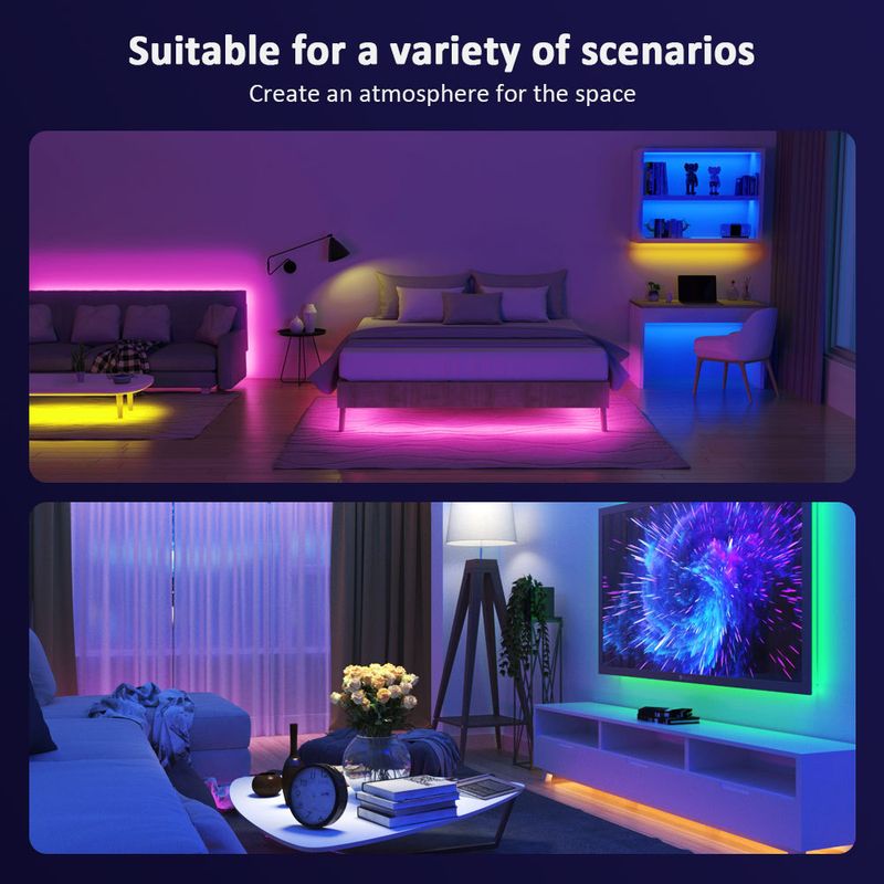 5V USB RGB LED Strip Lights 5050 SMD - Bluetooth & IR Remote, 16 Million Colors, Self-Adhesive Flexible Light For TV Backlight, Gaming Setup_voghion.com