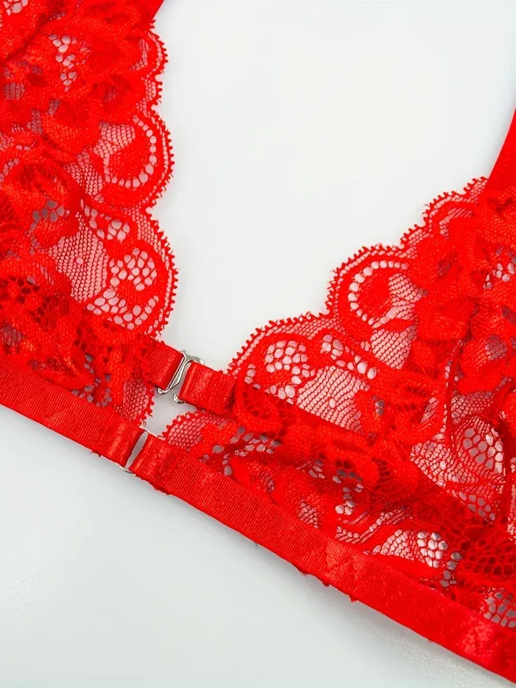 Vroči čipkasti komplet s cvetličnimi motivi, izrezane hlačke z nedrčkom s pokrovačo in podvezicami, žensko seksi perilo in spodnje perilo_voghion.com