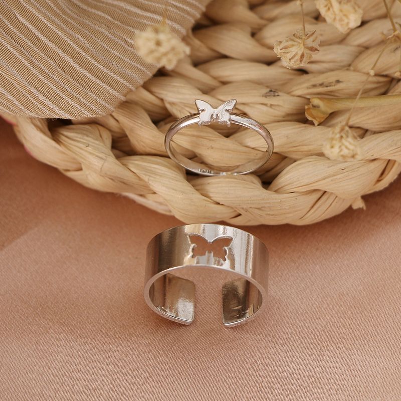 Creative Personality Butterfly 2-Piece Set Ins Same Punk Style Couple Ring_voghion.com