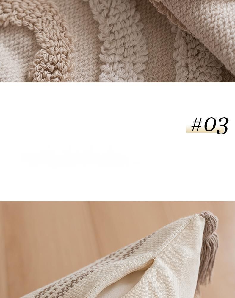 Cuscino INS in stile nordico 2025 per divano semplice con nappe, piccolo cuscino quadrato trapuntato con nucleo centrale_voghion.com