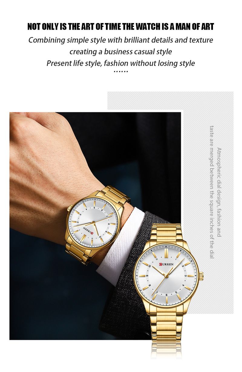 Men's Minimalist Stainless Steel Quartz Watch - Waterproof Round Dial Business Wristwatch With Alloy Strap Large Dial Watch_voghion.com