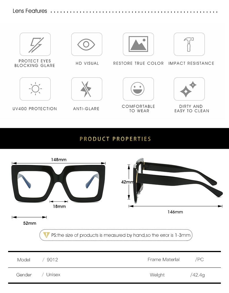 New Large Anti Blue Light For Women, Fashionable Computer Goggles, Dual Color Transparent Square Glasses Frame_voghion.com