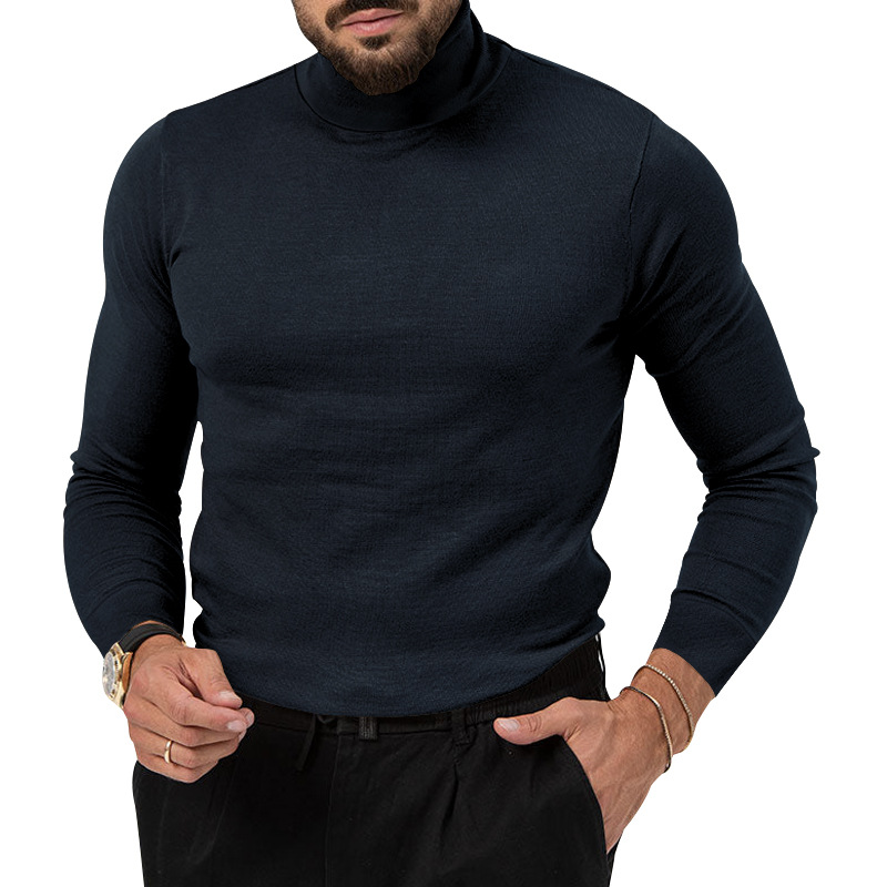 Hochelastischer Rollkragenpullover aus gestricktem Kaschmir für Herren mit dicker, warmer Unterwolle_voghion.com