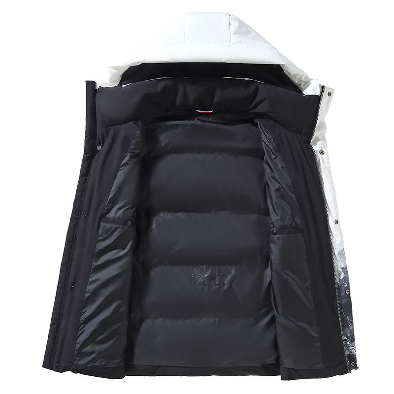 Giù 2024 inverno con cappuccio bianco piumino d'anatra abbigliamento alla moda uomo nuovo gradiente di montagna di neve coppia giacca superiore_voghion.com