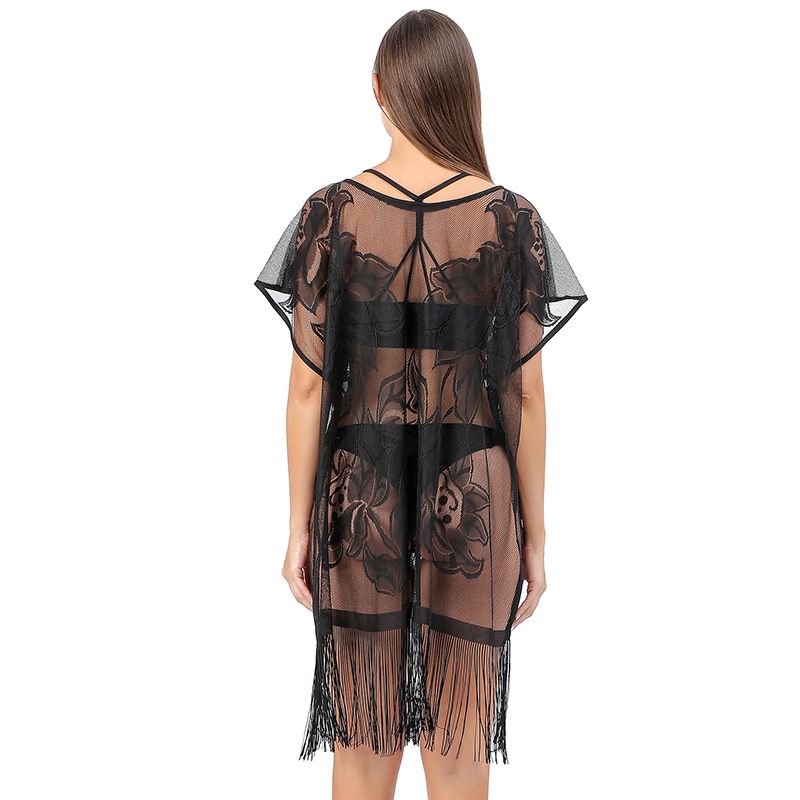Spitzenbluse, sexy, große Blume, Strand-Stil, Bikini-Pullover, Spitzenbluse, Sonnenschutzkleidung für Damen_voghion.com