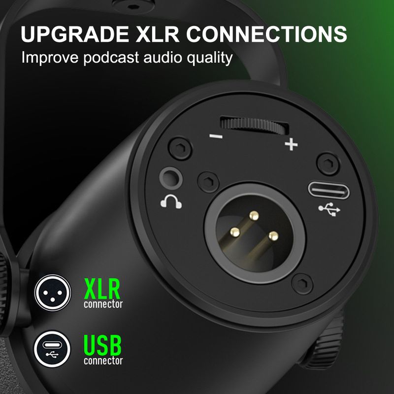 Microfono dinamico USB/XLR professionale 2 in 1 con uscita cuffie integrata e isolamento acustico per podcast, giochi in diretta_voghion.com