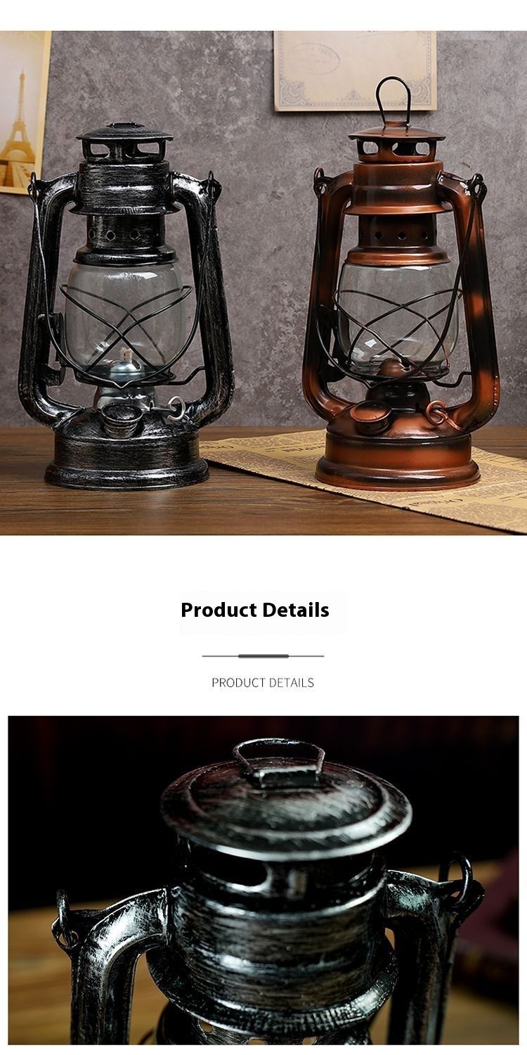 Portable Lantern Glass Kerosene For Home Bedroom Camping Hanging Iron Art Retro Decorative Lamp Prop_voghion.com