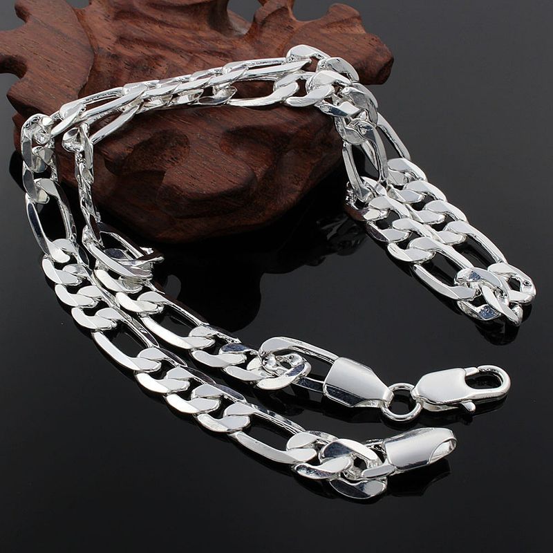Jinshihu Jewelry Gioielli di moda in argento elettroplaccato da uomo Collana piatta 3:1 da 8 mm N018_voghion.com