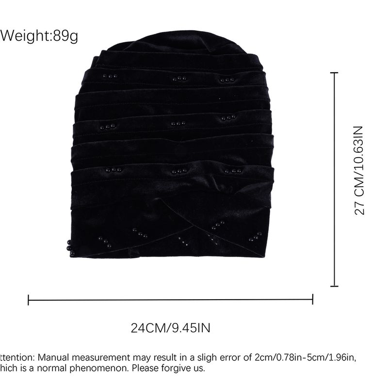 Velvet Pearl Turban Hat – European & Korean Style Folding Pile Hat (In Stock)_voghion.com