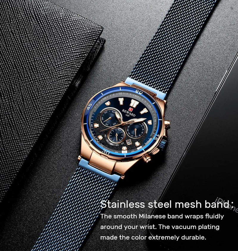 Men Wristwatch Luxury Waterproof Stainless Steel Watches Fashion Calendar Chronograph Wrist Watches Gift for Him_voghion.com