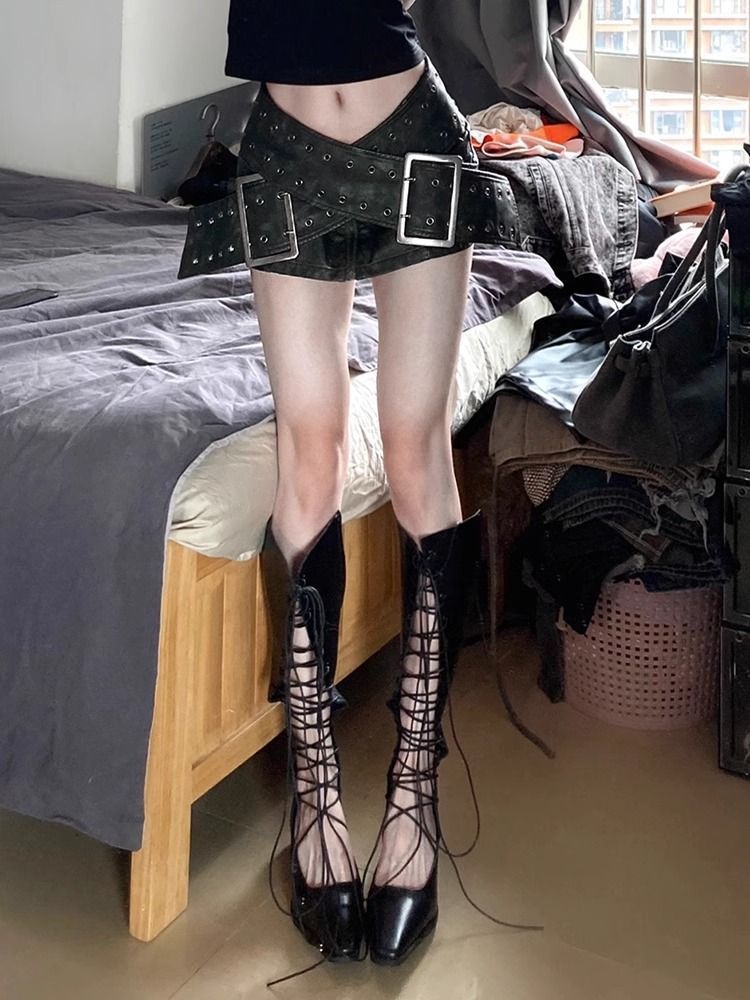 Hohle, atmungsaktive, sexy Stiefel mit Spaghettiträgern und hohem Absatz, modisch, vielseitig, lässig, für den Alltag, bequem_voghion.com