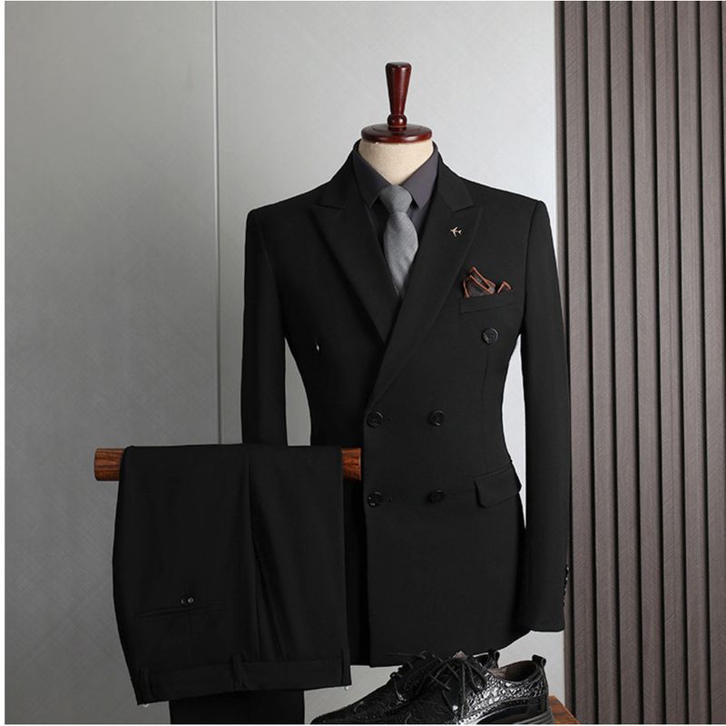 Herrenbekleidung Anzug Zweireihig Herren, Formelle Kleidung Business, Freizeit, Mode, Koreanische Version, Slim Fit, Große Größe, Bankett, Hochzeit, Klein_voghion.com