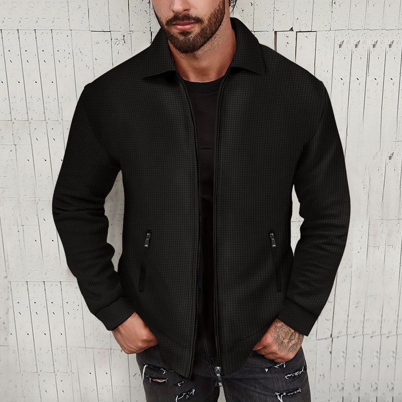 2024 bovenkleding lente jeugd wafel zak met ritssluiting en flip kraag slim fit vest herenjas_voghion.com