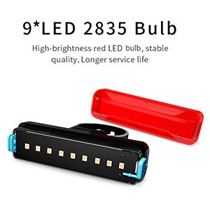 USB oplaadbare fietsachterlicht 2-pack, 1200 mAh looptijd 50 uur, ultrahelder, 5 lichtstanden, IPX5 waterdicht (2 USB-kabels meegeleverd)_voghion.com