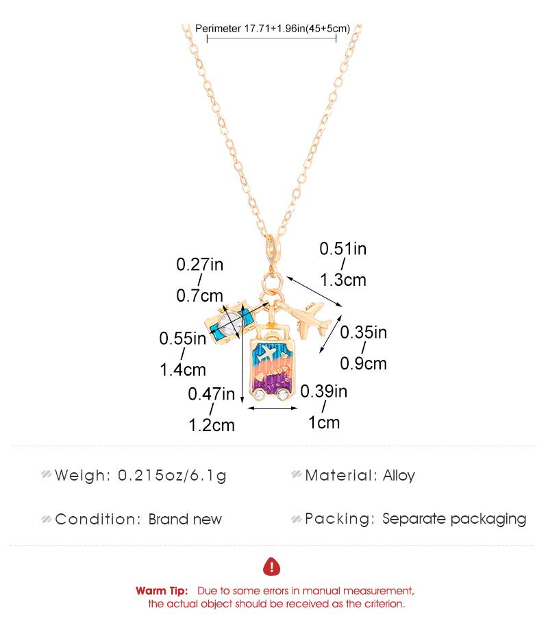 Ins Camera Aircraft Suitcase Pendant Global Travel Necklace Female Creative Design Sense Clavicle Chain Gift_voghion.com