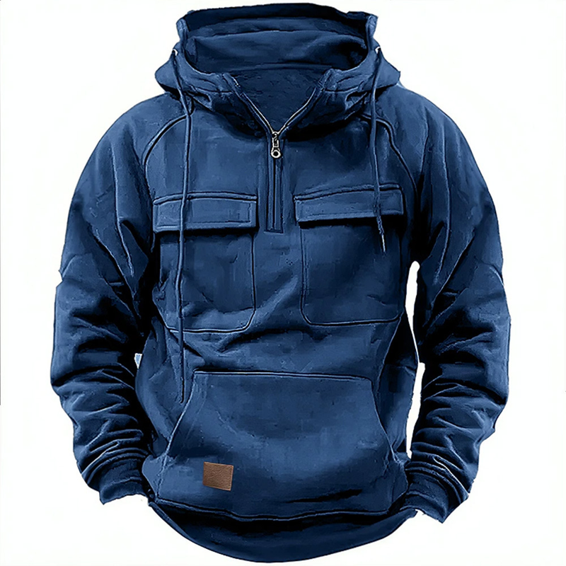 Suéter informal de color liso con capucha para hombre joven, ropa de trabajo, otoño e invierno_voghion.com