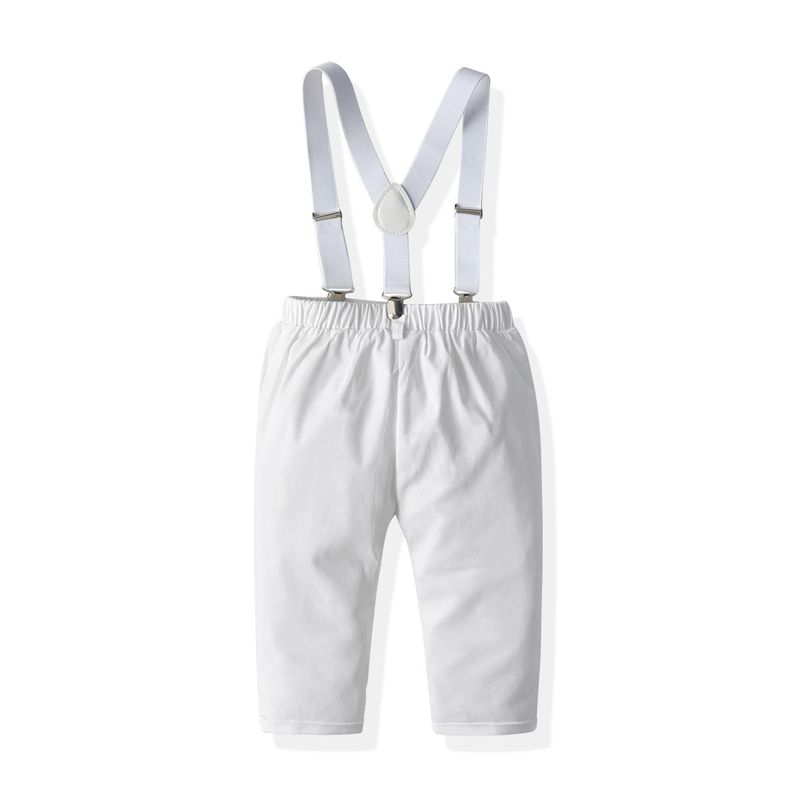 Kid's Clothing Boys' long-sleeved polo shirt bow tie white suspenders trousers four-piece suit boys spring and autumn gentleman suit holiday clothes_voghion.com