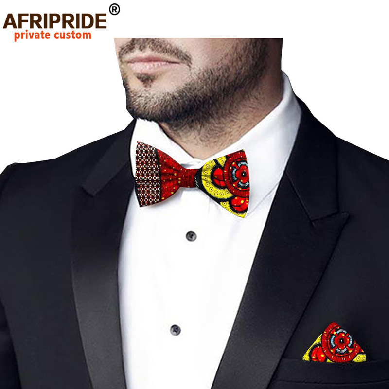 New hot selling African ethnic print batik business suit small square scarf bow tie combination AFRIPRIDE_voghion.com