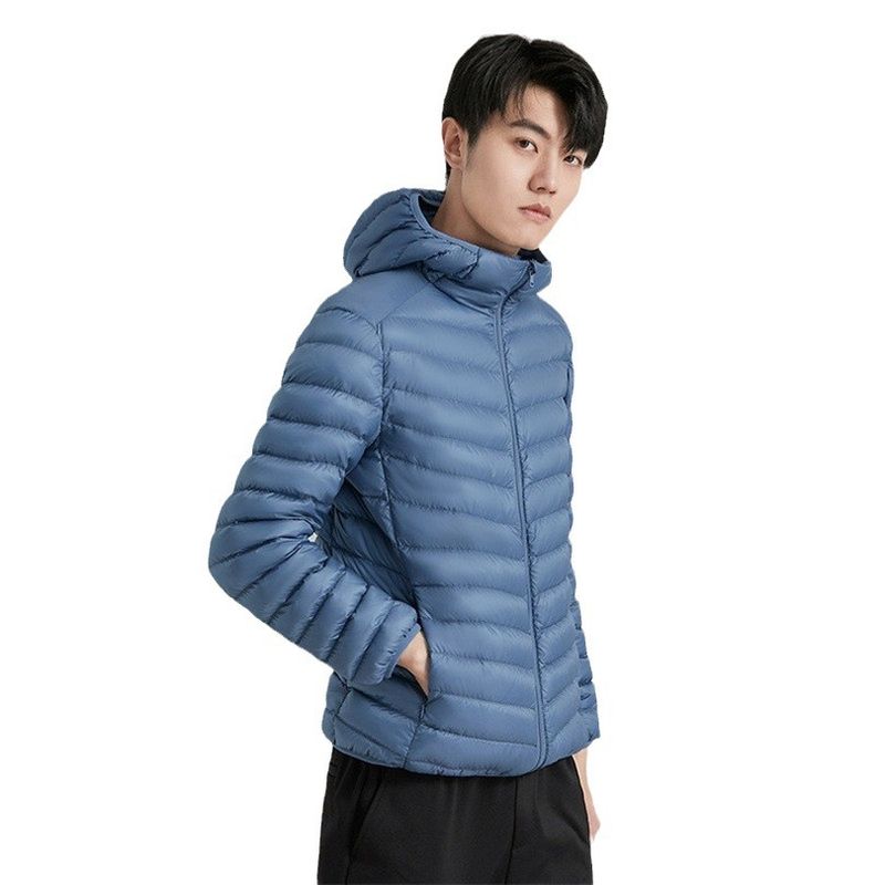 Nieuwe lichtgewicht heren donsjas met capuchon, lange mouwen, 90 dons, kort en oversized, modieus en warm_voghion.com