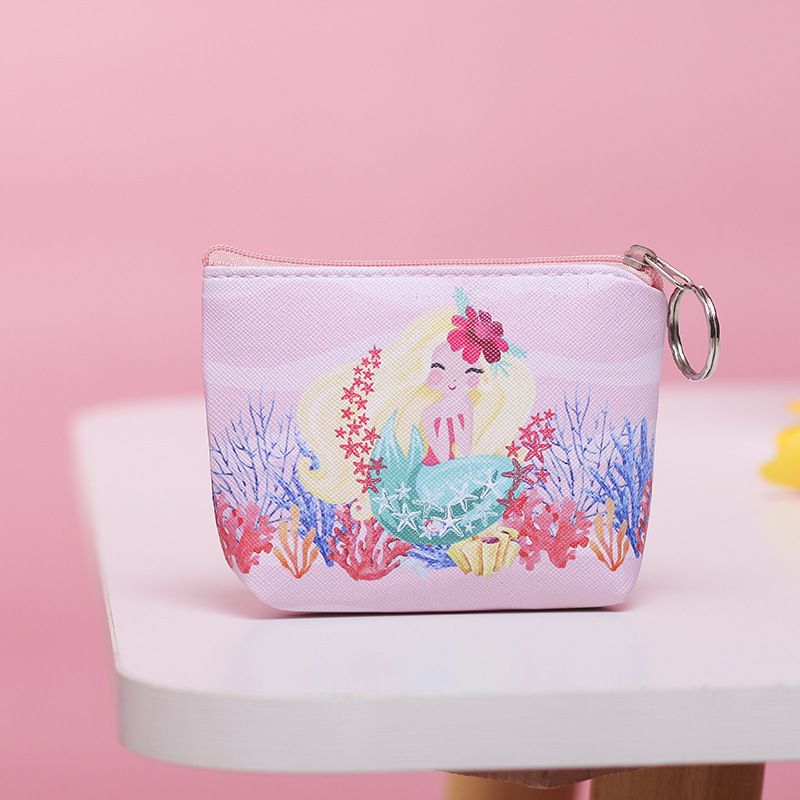 Nuovo portafoglio piccolo da donna in pelle PU con cerniera, simpatico portamonete a forma di sirena_voghion.com