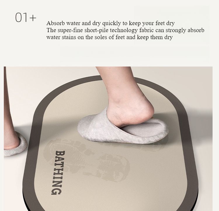 Tapis de sol haut de gamme en boue de diatomée, antidérapants et anti-salissures pour salle de bain, absorbants et à séchage rapide pour porte d'entrée, tapis de salle de bain_voghion.com