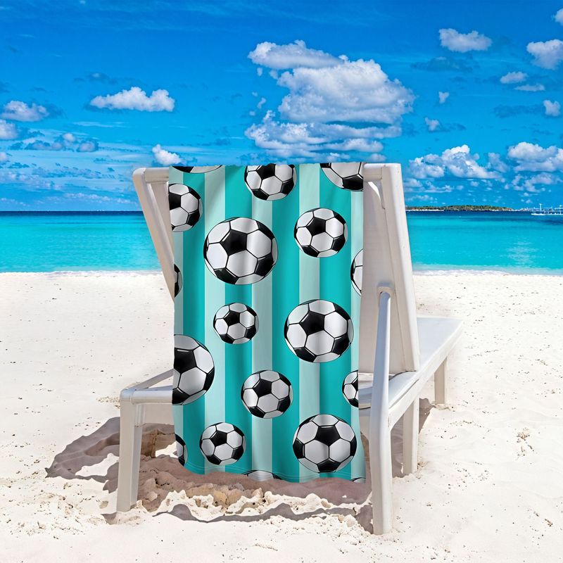 Asciugamano da spiaggia a tema calcio - Asciugamano in microfibra resistente e anti-scolorimento per piscina e spiaggia_voghion.com