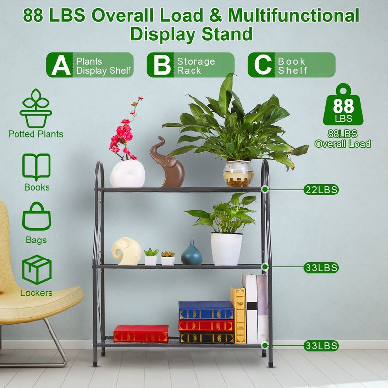3 Tier Plant Stand Shelf Flower Pot Holder Display Rack 88LBS Utility Storage Organizer_voghion.com