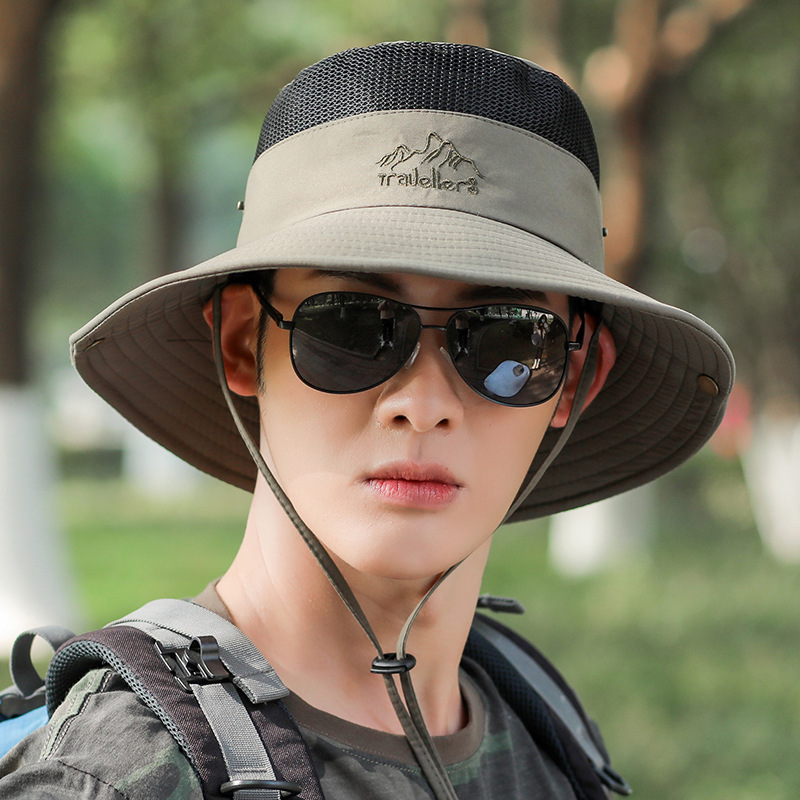 Fisherman Men Spring Summer Wide Brim Outdoor Hiking Foldable Sun Men's Fishing Hat_voghion.com