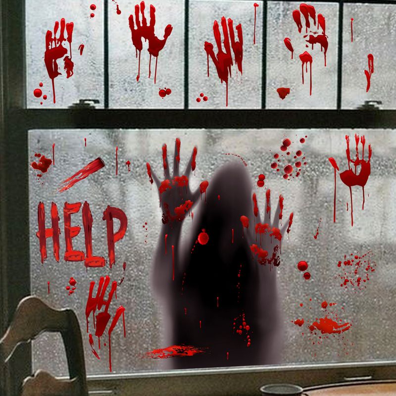Aufkleber Halloween Blut Handabdruck Fußabdrücke Dekorative Wandaufkleber Fensteraufkleber Wohnzimmer Schlafzimmer Hintergrund Home Dekoration Aufkleber_voghion.com