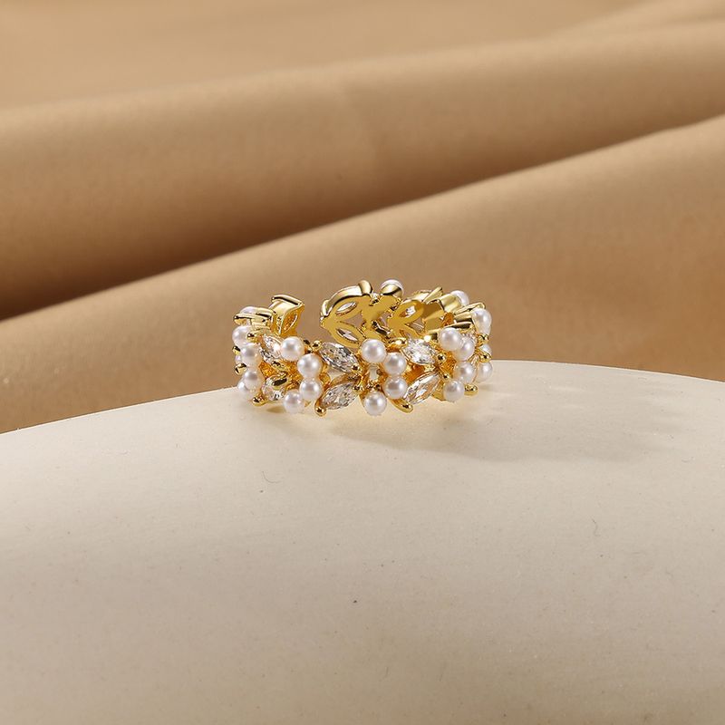 Leicht stapelbarer, abgeschnittener, eingelegter Zirkonia-Perlenring im französischen Stil, schweres Handwerk, glänzender mehrschichtiger Zeigefingerring für Frauen_voghion.com