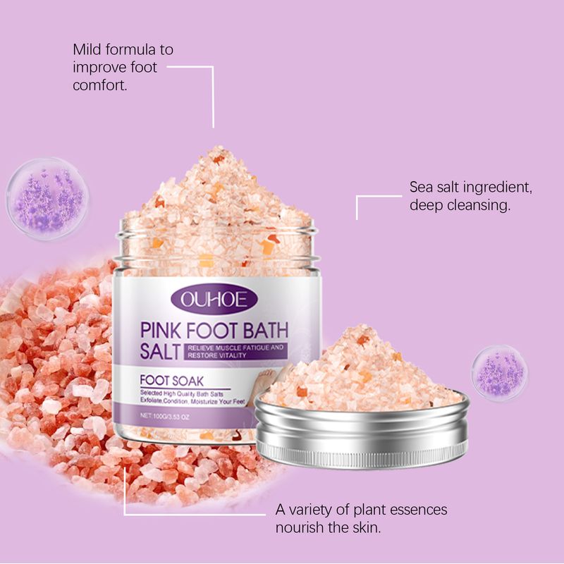 Rosa Hydrotherapie-Fußbadesalz für die sanfte tägliche Pflege, zum Peeling, zur Reparatur der Zehennägel und als Fußbadesalz für den Körper._voghion.com