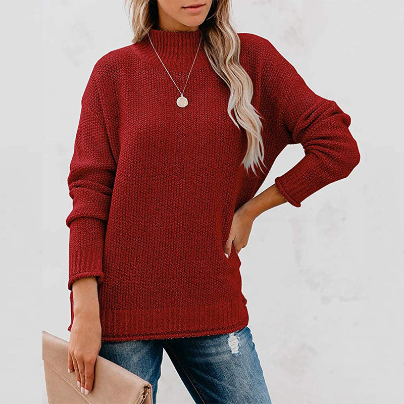High Neck For Women, Solid Color Temperament, Commuting Knitted Top, 2024 Autumn/winter New Women's Sweater_voghion.com
